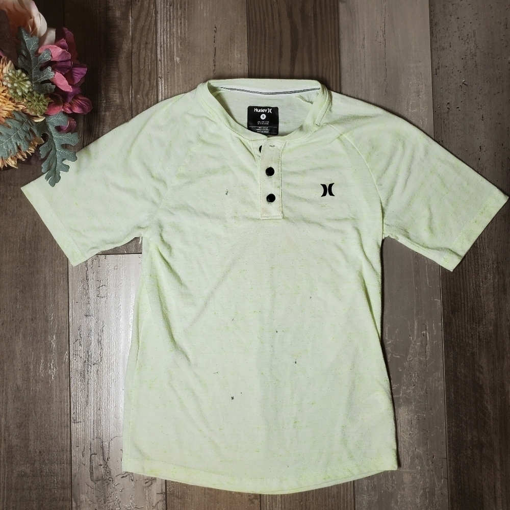 Hurley Neon Boys' Henley Short Sleeve T-Shirt Size Small GUC